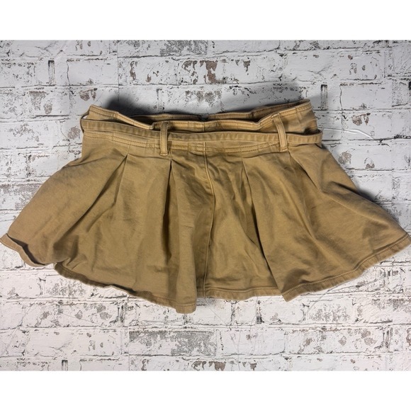 American Eagle Tan Pleated Skirt Sz 0 Cotton Lyocell Blend Back Zip - Picture 3 of 4